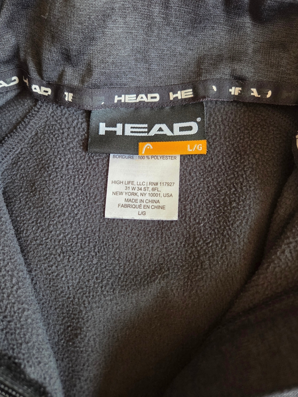 HEAD Menβs 1/4 Zip Pullover L Black Athletic Fleece Running Jacket - Picture 7 of 11